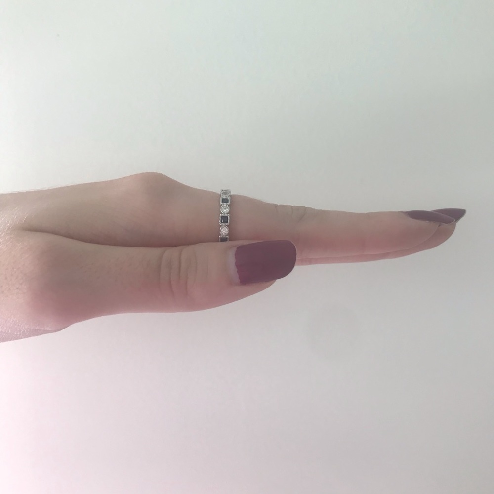 .925 Sterling Silver Blue Sapphire Stackable Ring - Picture 4 of 6